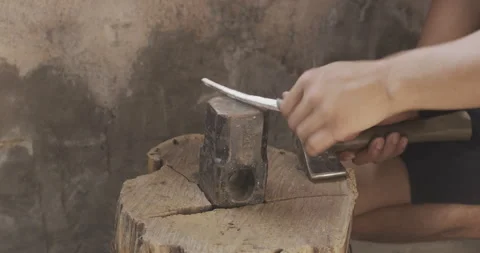 Hammering Silver on sledge Stock Footage 141364821
