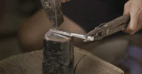 Hammering Solid Silver on sledge Stock Footage 141367356