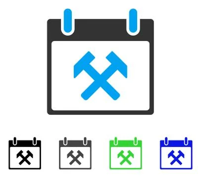 Hammers Calendar Day Flat Icon Stock Illustration