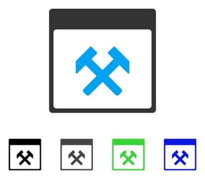 Hammers Calendar Page Flat Icon Stock Illustration