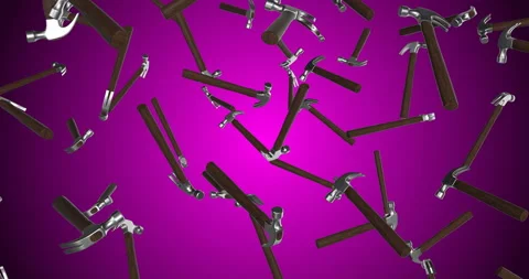 Hammers Falling Slow Motion Animation Stock Footage 238426167