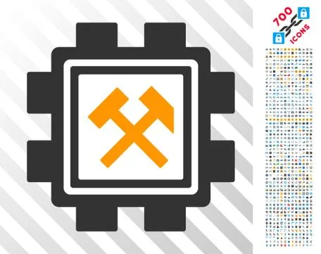 Hammers Mining Pool Flat Icon with Bonus Stock Illustration
