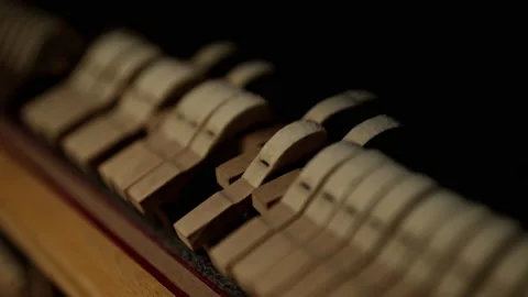 Hammers Moving Inside A Piano While Playing Stock Footage 236512951