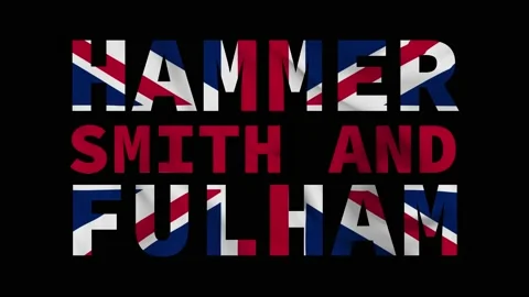 Hammersmith and Fulham flag animation on black background. 4k Loop video. Stock Footage 170655169