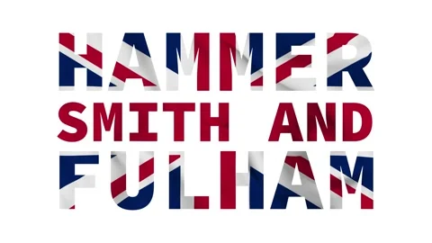Hammersmith and Fulham flag animation on white background. 4k Loop video. Stock Footage 170655635