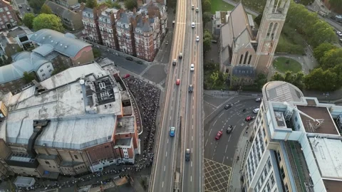 Hammersmith Apollo and Flyover ,  London 4k drone Vídeo Stock 249955049