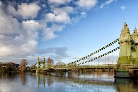 Hammersmith bridge over the river thames in london, england, uk Stock Photos