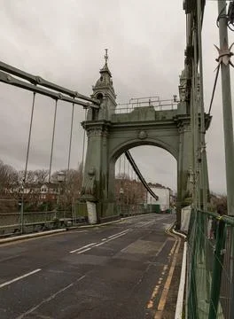 Hammersmith Bridge over the River Thames. Stock Photos