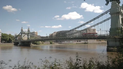 Hammersmith Bridge Thames Path Walk 2 Video stock 91393725