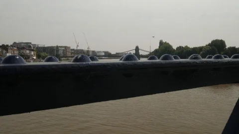 Hammersmith Bridge through a Pier Stock Footage 92131002