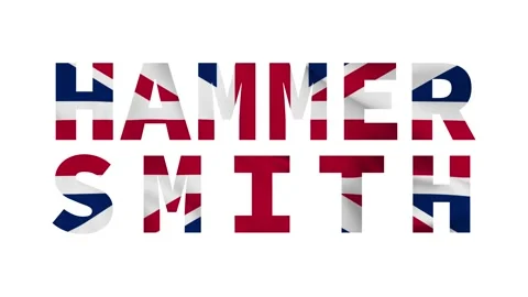 Hammersmith flag animation on white background. England flag waving in font 4k Stock Footage 170656435