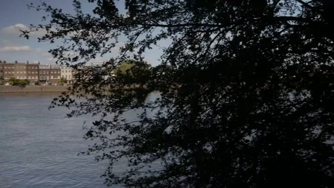 Hammersmith Thames Path Pan Stock Footage 91393760