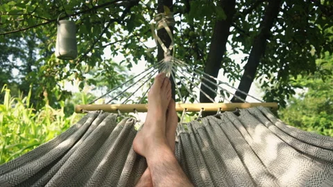 Hammock 1st Person Perspective Chill Feet Cross Stock Footage 135678161