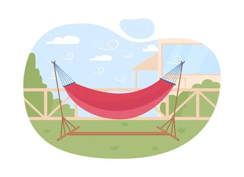 Hammock 2D vector web banner, poster Stock Illustration