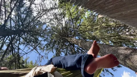 Hammock and feet view from below Stock Footage 277168120