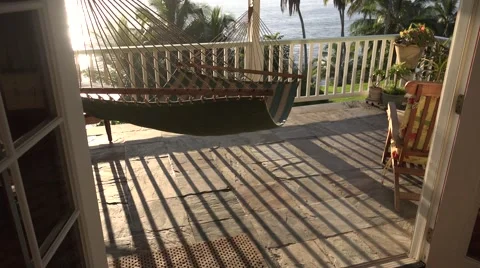 Hammock and railing shadows Stock Footage 57234580