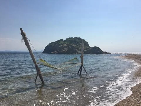 Hammock at the beach in summer Stock Photos