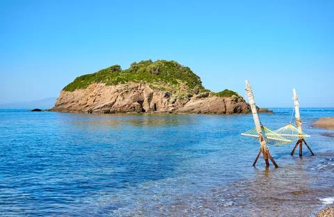 Hammock at the beach in summer Stock Photos
