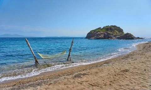 Hammock at the beach in summer 스톡 사진
