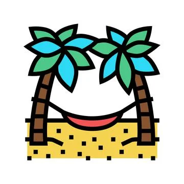 Hammock between palm trees color icon vector illustration Stock Illustration