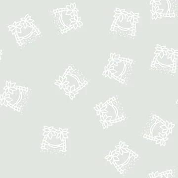 Hammock between palm trees line seamless pattern Stock Illustration