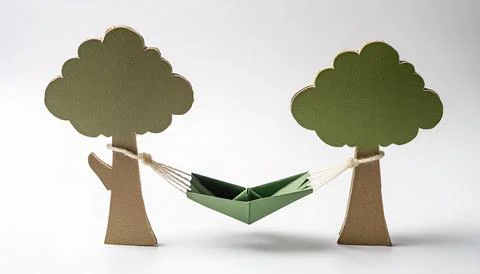 Hammock between two trees weekend lazy vacation rest and relaxation concept.. Foto stock