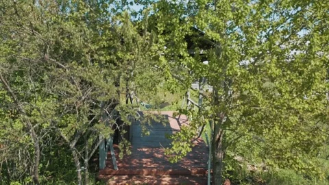 Hammock Birch Trees Russian Dacha Aerial Siberia Summer 库存影片 337148038