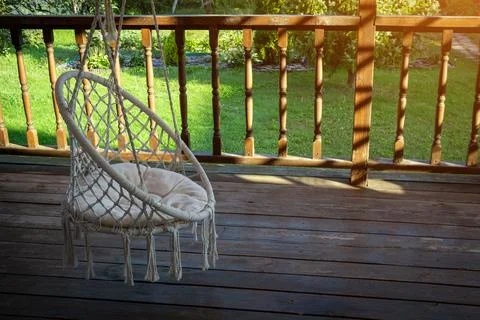 Hammock chair on the veranda Stock Illustration