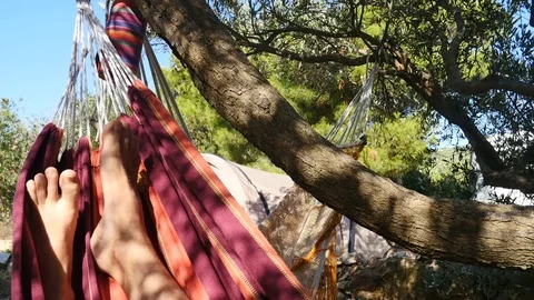 Hammock Feet. Stock Footage 79013873