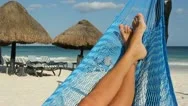 Hammock Feet. Wide Shot. Stock Footage