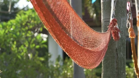 Hammock hang on tree, slow motion footage Stock Footage 91645116