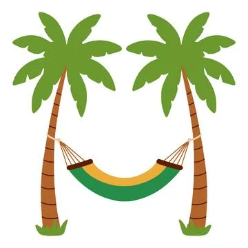 Hammock hanging between palm trees for summer vacation 스톡 일러스트