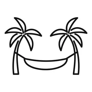 Hammock hanging between two palm trees for summer vacation Stock Illustration