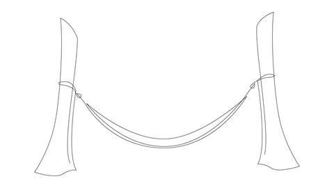 Hammock hung on trees continuous one line drawing. Stock Illustration