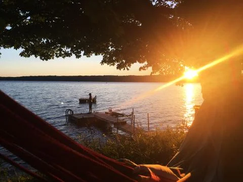 Hammock at the lake Stock Photos