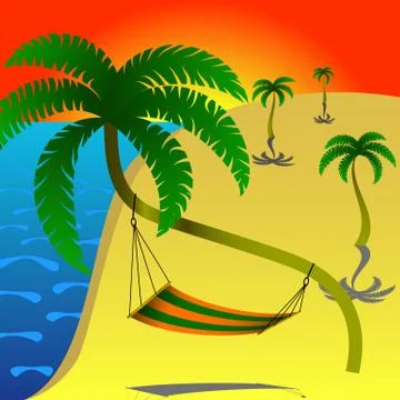 Hammock on palm Stock Illustration