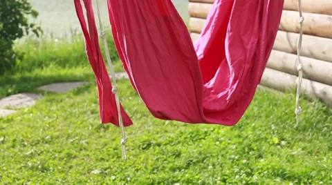 Hammock for practicing yoga Stock Footage 65148788