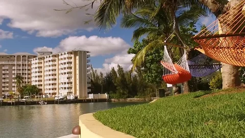 Hammock Relaxer Zone Port Lucaya Freeport Bahamas Video stock 106910689