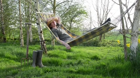 Hammock in spring Stock Footage 49487613