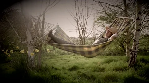 Hammock in spring Stock Footage 49489112