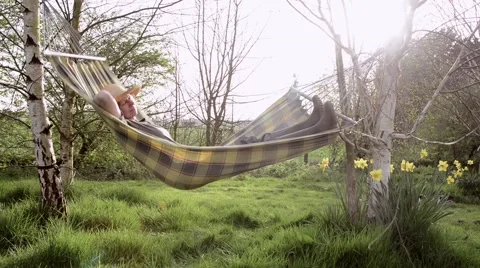 Hammock in spring Stock Footage 49490017