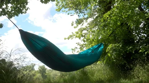 A hammock in a summer forest in 4K. Stock Footage 154596652