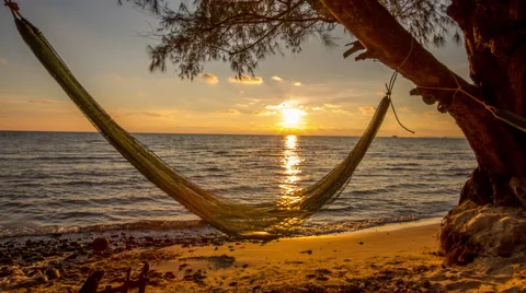 Hammock sunset at the beach Stock Footage 51139913
