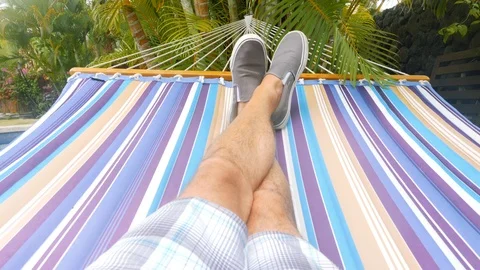 Hammock Swing Point of View Tlit Down Stock Footage 96225363