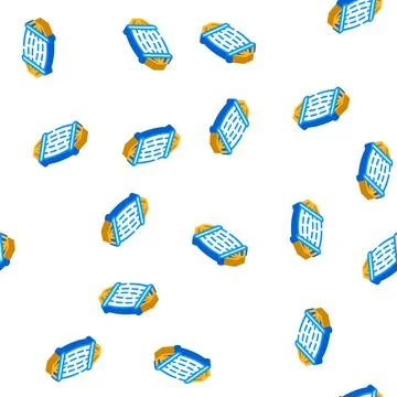 Hammock tool isometric icon seamless pattern color イラスト素材
