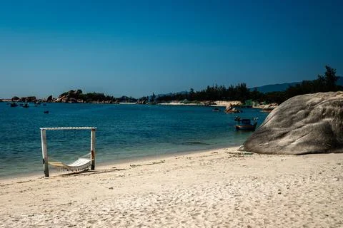 Hammock on Tranquil Beach – Binh Lap, Vietnam Stock Photos