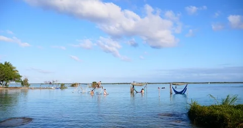 Hammock In the Water Of The Ocean Stock Footage 118873235