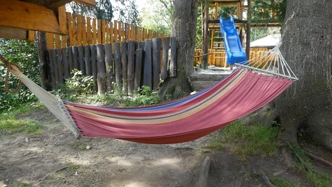 Hammock in the yard Stock Footage 95112116