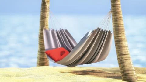 Hammocks Between Two Palms on an island Stock Illustration