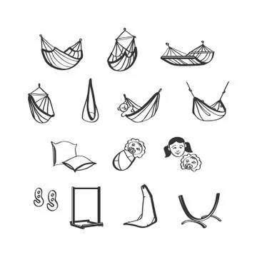 Hammocks icons set Stock-Illustration